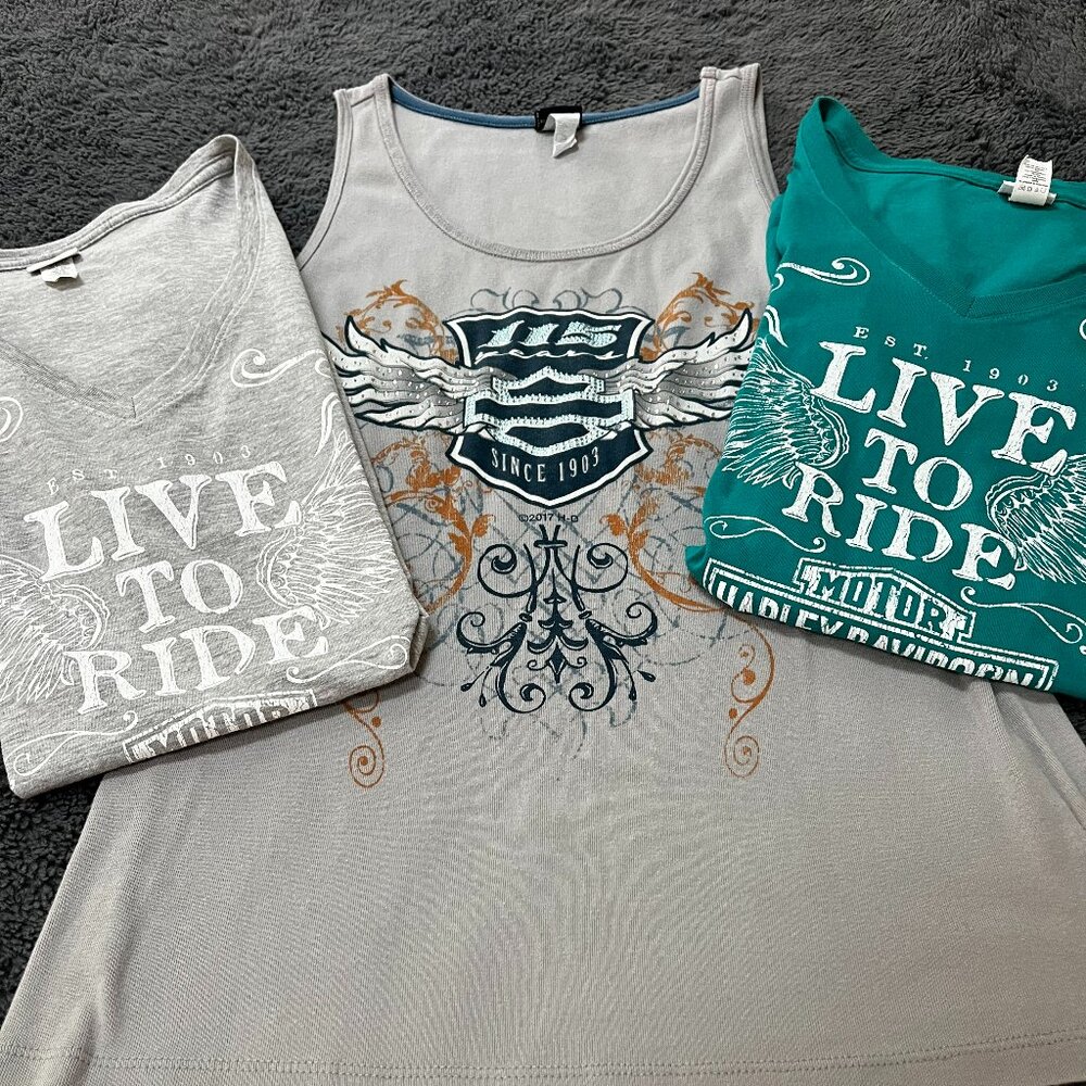 HARLEY DAVIDSON LADIES TOPS SET OF 3